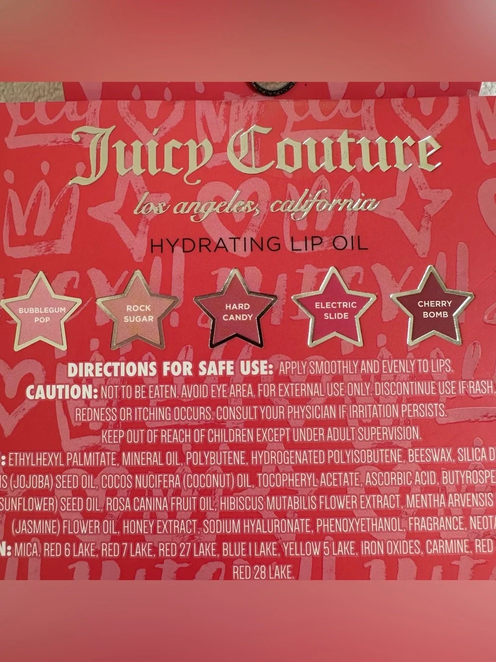 Juicy Couture Rockstar Shine Hydrating Lip Oil 5-Piece Set 0.7 oz New in Box